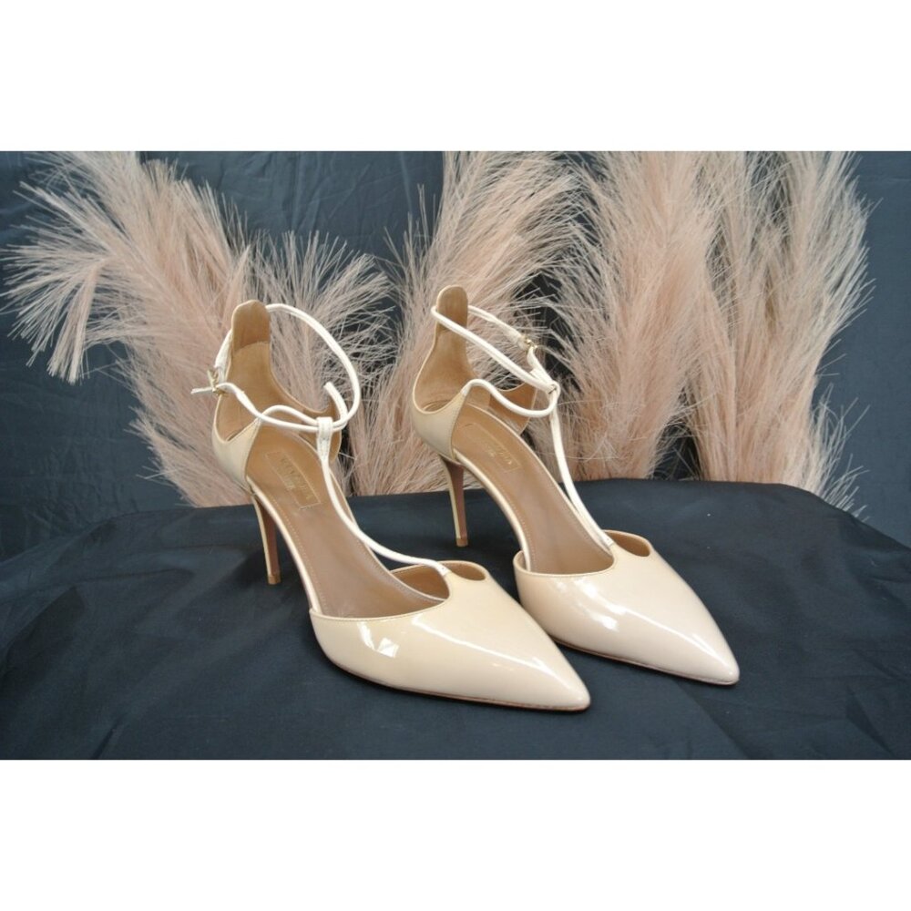 Aquazzura Firenze‎ Cream Patent Leather Strappy Stiletto Heels Size 38